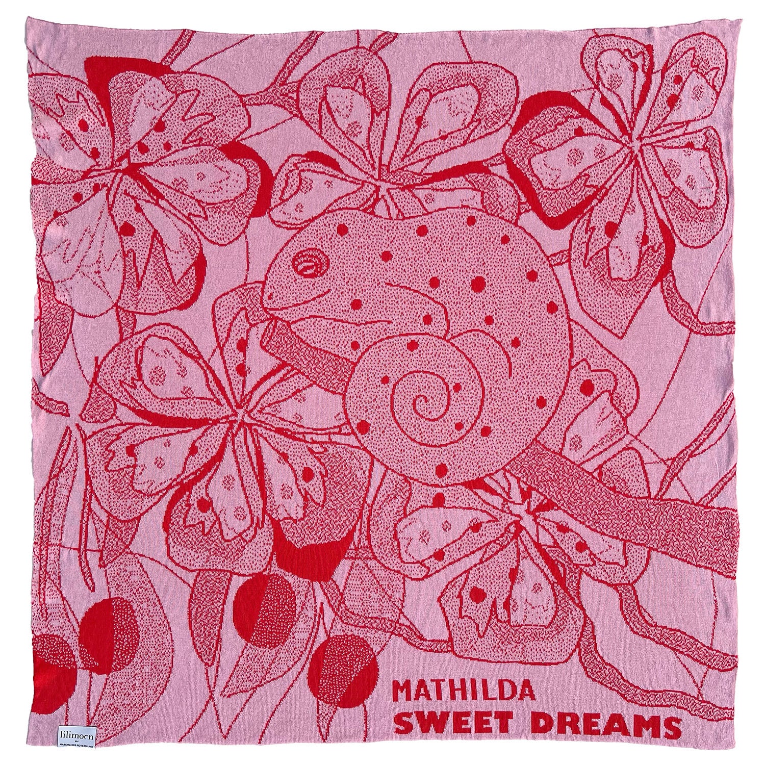 Personalisierte Babydecke ROSALIE in Rosa mit Chamäleonmotiv und Wunschnamen von LILIMOON