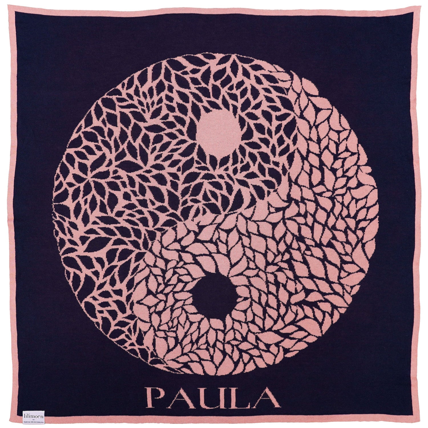 Personalisierte Babydecke YIN YANG in Nachthimmel und Korallenrosa von LILIMOON