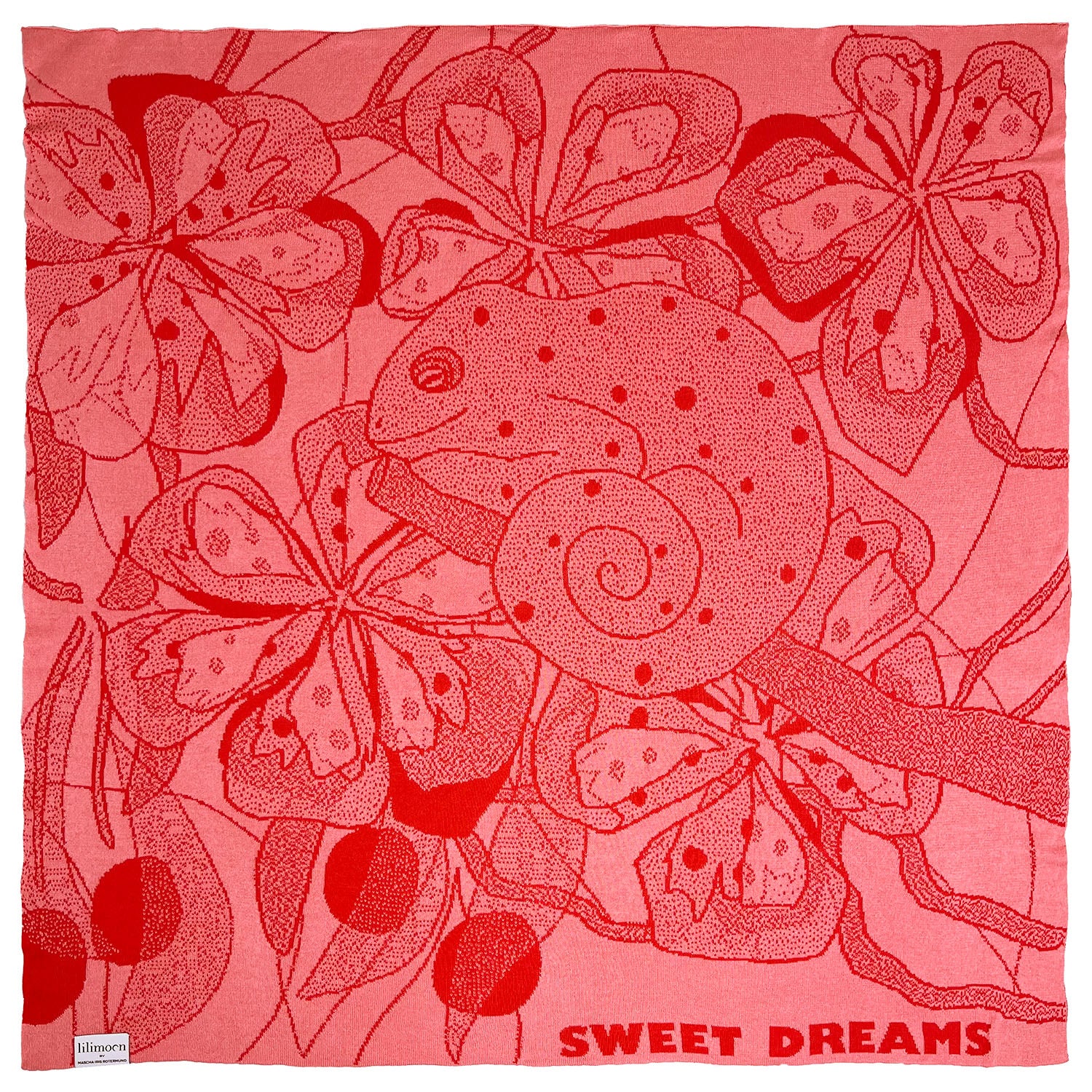 Personalisierte Babydecke ROSALIE von LILIMOON mit Chamäleon- und Blumenmotiv